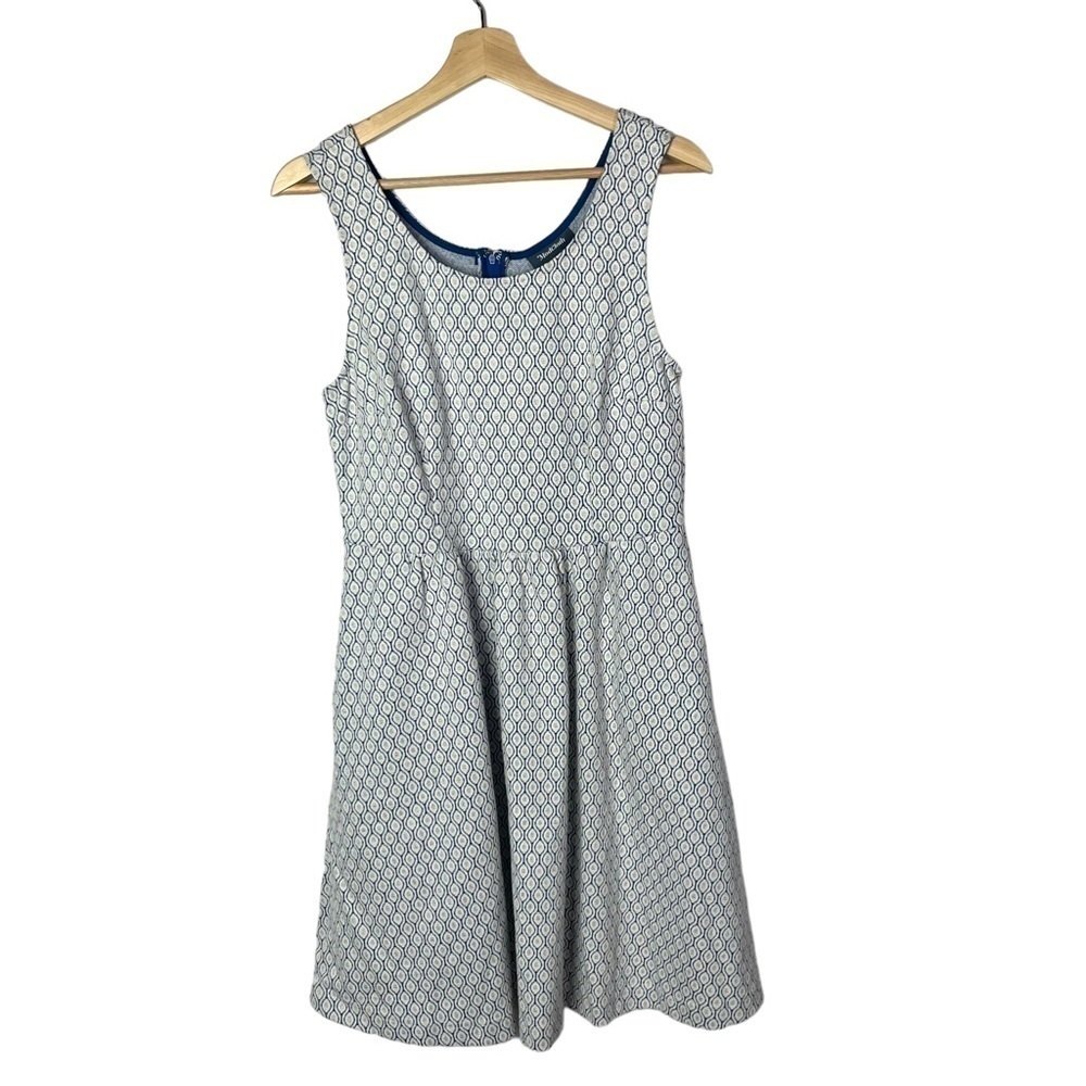 Modcloth Blue & White Circle Printed Sleeveless Fit & Flare Dress M